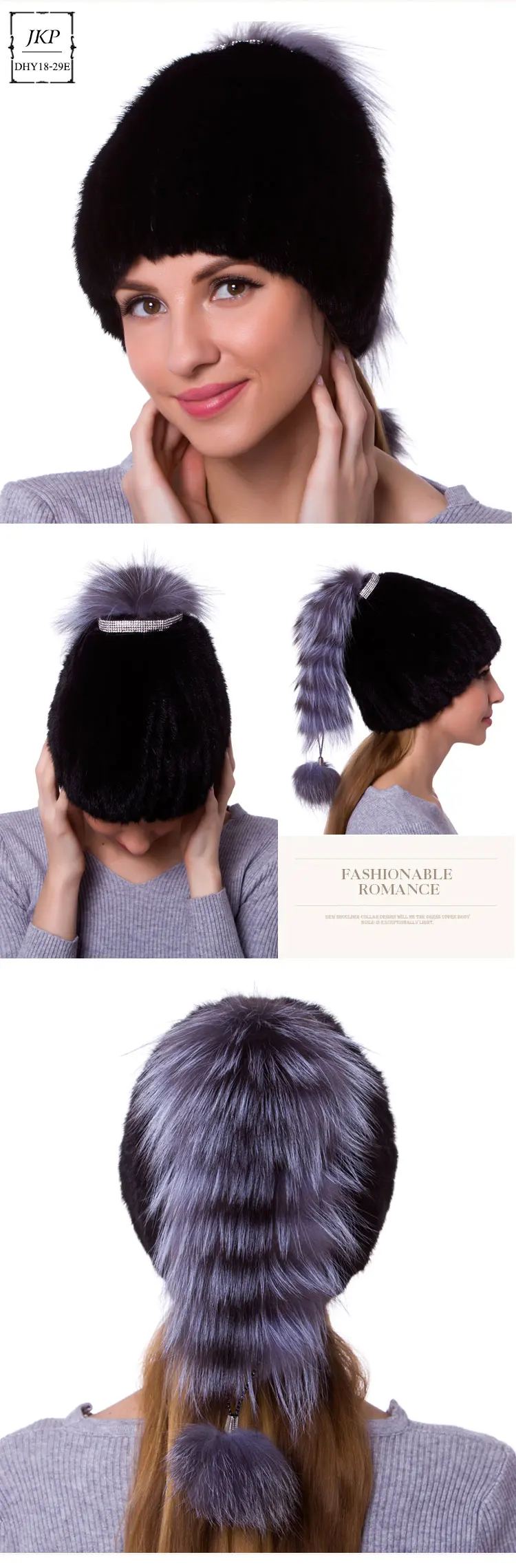 JKP2018 новый высокого качества натурального меха норки шапки осенние и зимние женские ручной работы из меха песца способа украшения со