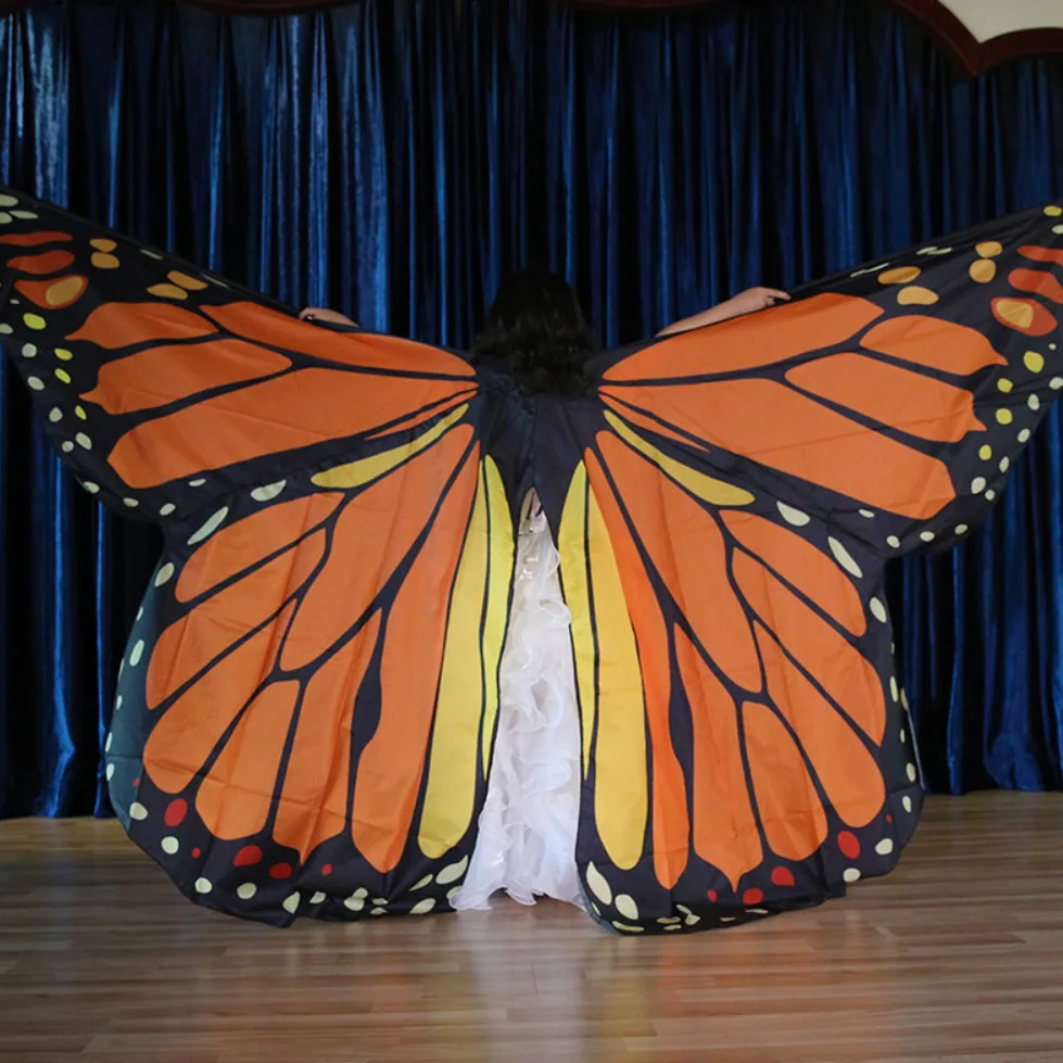 Цветной Детский костюм для танца живота с крыльями ангела, бабочки, 360 градусов, танцевальный костюм для танца живота, аксессуары для выступлений