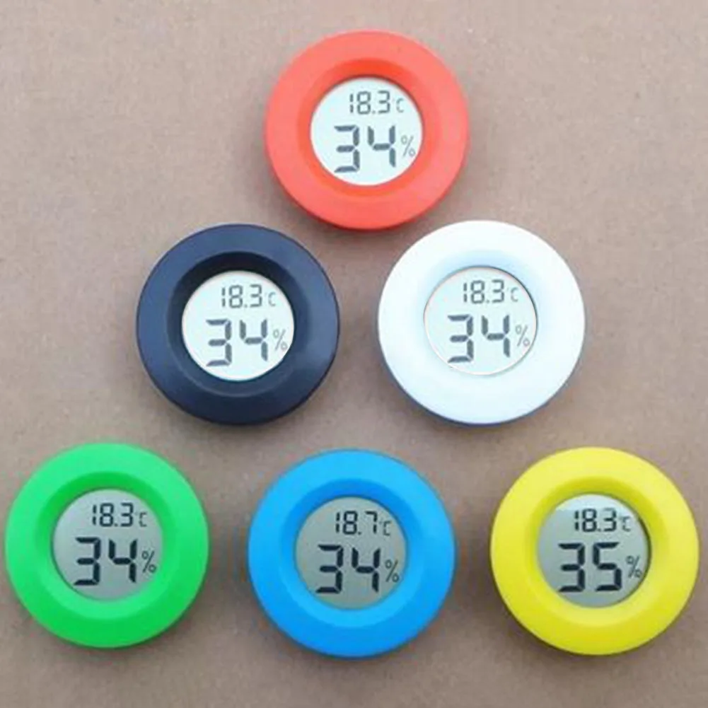 Round Digital Cigar Humidor Temperature Hygrometer Thermometer Tool Black