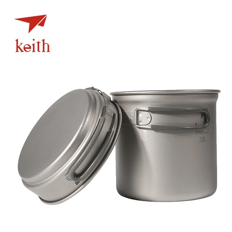 Keith titanio set viaje al aire libre Vajilla camping senderismo Utensilios picnic Utensilios de Cocina 3 unids caldero y medio olla y sartén pan