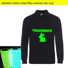 10 шт. ПУ светится в темноте теплопередача Винил Железный на футболке Пользовательский логотип светящаяся теплопередача-пленка светится в темном виниловом принте