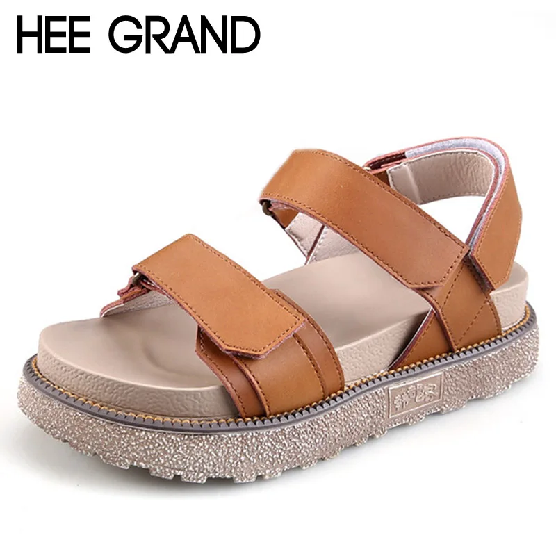

HEE GRAND Platform Summer Sandals 2017 Creepers Casual Shoes Woman Gladiator Sandals Slip On Flats Plus Size 35-43 XWZ3665