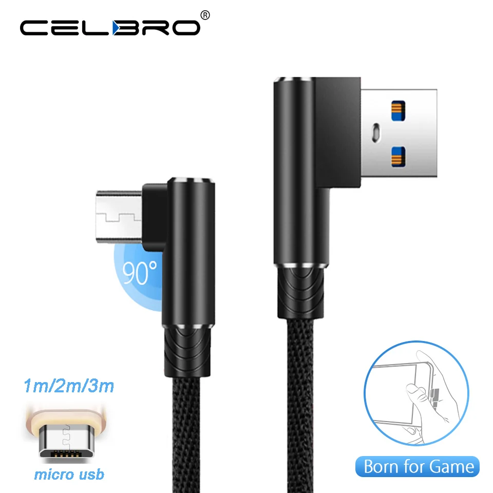 Микро Usb правый угол кабель 90 градусов Кабо USB Micro Android Cabel для Xiaomi Redmi Note 5 6 Pro Plus 6A 4X 5A