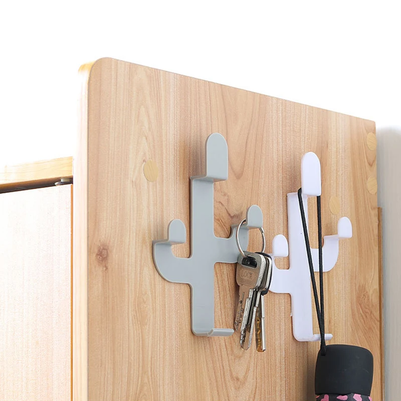 

Home Decoration Accessories Wall Mount Key Holder Hanger Minimalist Cactus Adhesive Sticker Hooks Sundries Hanging Hooks Rack