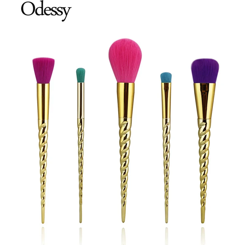 

ODESSY 5pcs Make Up Brushes Professional Powder Contour Eyebrow Rainbow Brush Makeup Set Foundation Make-up Pincel Maquiagem