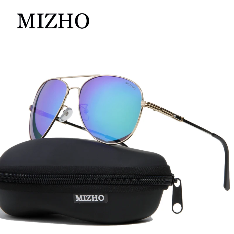 Мужские солнцезащитные очки MIZHO коричневые поляризационные из нержавеющей стали