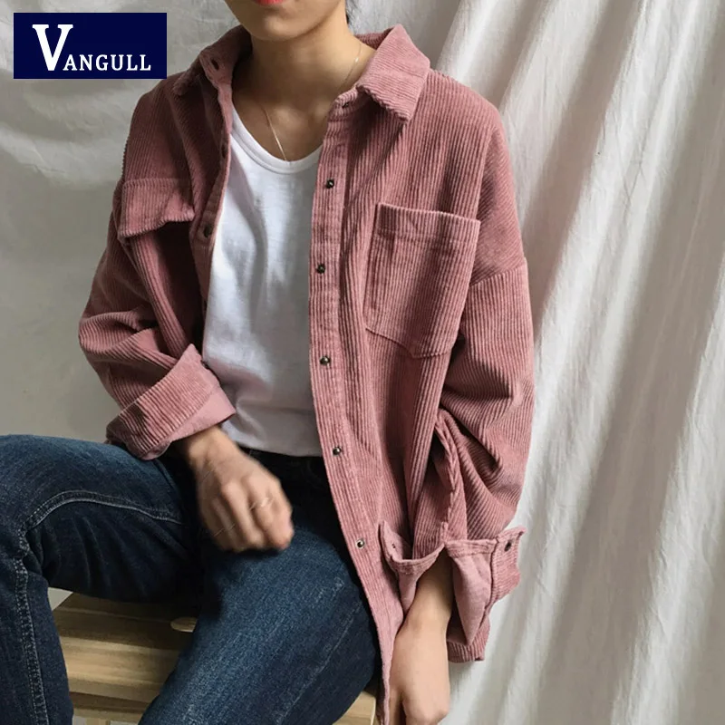 VANGULL Harajuku вельветовые куртки женская рубашка пальто 2021новинка Весна модные