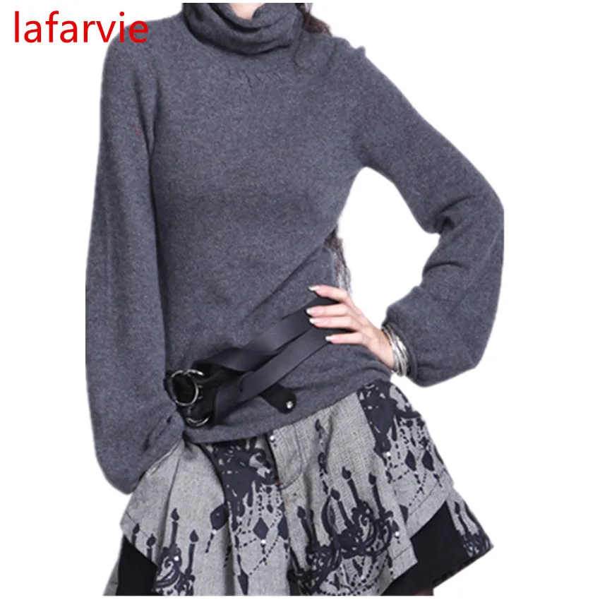 Lafarvie Off Sale Fashion Cashmere Blended Full Sleeve Scarf Collar Knitted Winter&Autumn Sweater Women Pullover 6Colors S-XXL