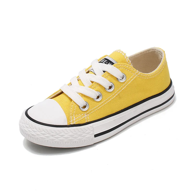 Toddler Girl Sneakers Boy Shoes Kids Jelly Color Canvas Shoes Casual Lace Up Classic Flats Children Shoes for Student C07182 - Цвет: Yellow