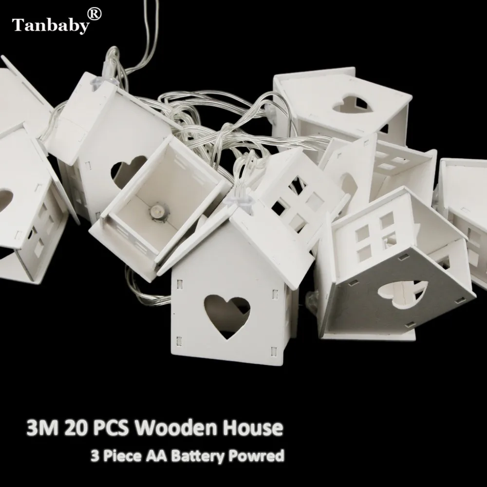 Tanbaby Wooden House LED String Lights Wood LOVE Heart Party Decoration Star Fairy String Lighting For Indoor Bedroom Livingroom Tanbaby Wooden House LED String Lights Wood LOVE Heart Party Decoration Star Fairy String Lighting For Indoor Bedroom Livingroom