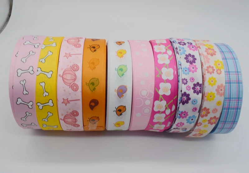 1 'ཕ мм смешанный напечатанный Grosgrain атласная лента DIY ленты тесьма