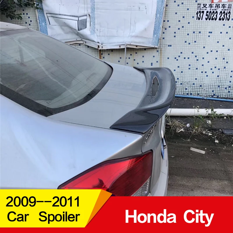 Использовать для старого Honda CITY спойлер 2008 09 10 11 лет Глянцевая углеродное волокно/FRP заднее крыло R стиль спойлер, аксессуары