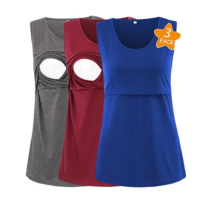 3piece AS PIC Комплект из 3 предметов; женские топы для кормящих мам без рукавов; одежда для грудного вскармливания; летняя одежда для беременных; топы для медсестер - Цвет: 3piece AS PIC