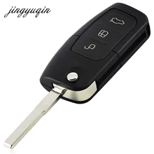 Jingyuqin 3 bouton rabattable modifié non coupé voiture blanc clé coque télécommande Fob couverture pour Ford Focus Fiesta C Max Ka