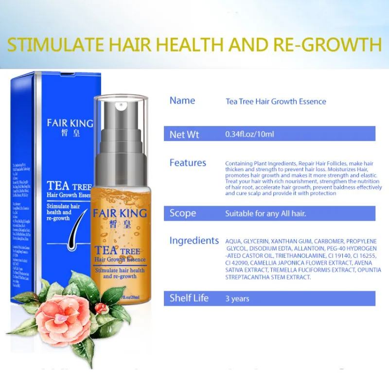 20ml Hair Growth Essence Product Treatment Anti-Hair Loss Products Thick Hair Fast Growing Tea Tree Essential oil 20ml Hair Growth Essence Product Treatment Anti-Hair Loss Products Thick Hair Fast Growing Tea Tree Essential oil