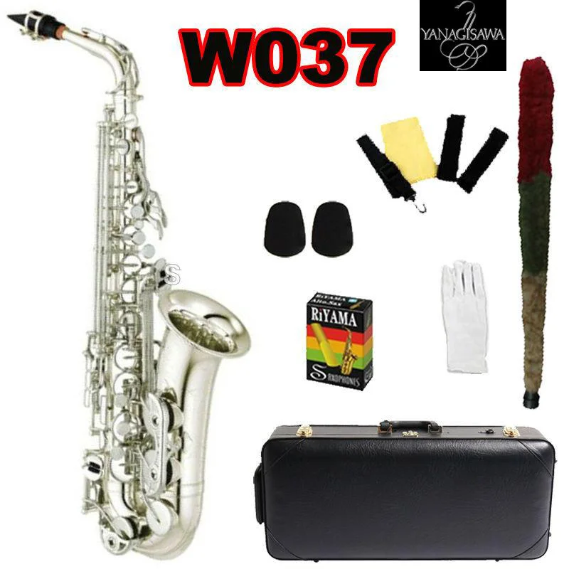 

New Japanese 2017 Musical Yanagisawa W-037 Silvering Plated Alto Saxophone YANAGISAWA Eb Sax with Leather Case