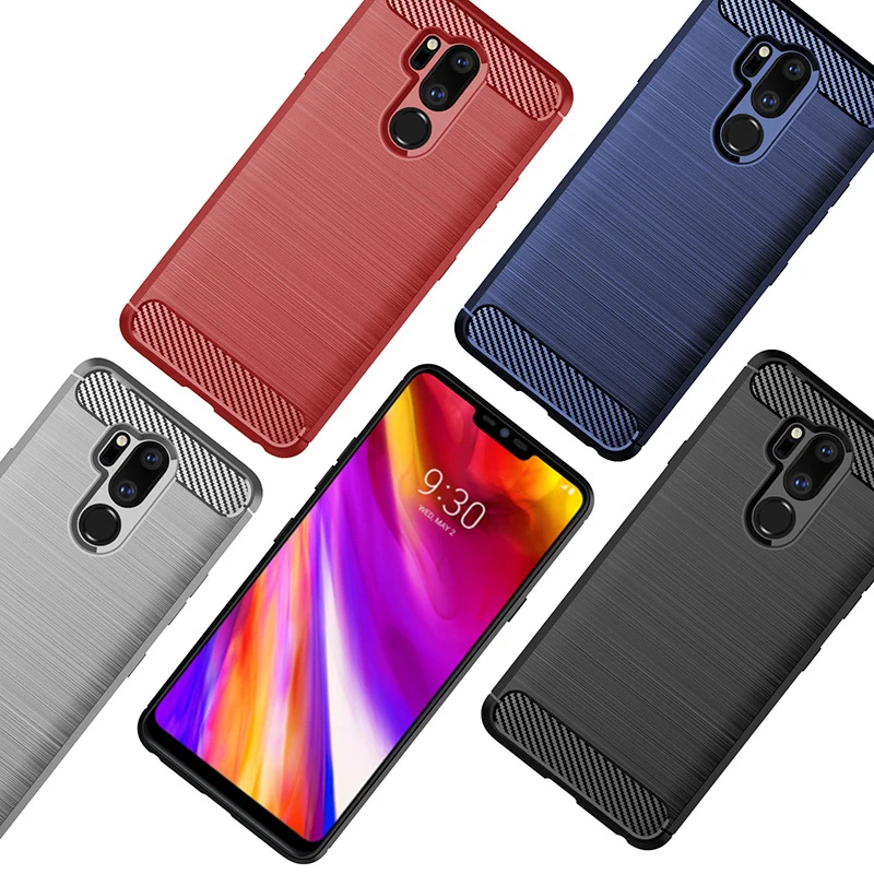 

For LG G7 ThinQ mobile phone case brushed carbon fiber pattern silicone LG G7 protective cover anti-fall soft shell