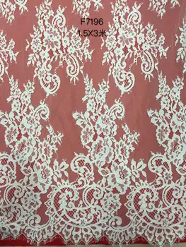 

Elegant white net Wedding Fabric french Chantilly Lace Fabric by Free shipping