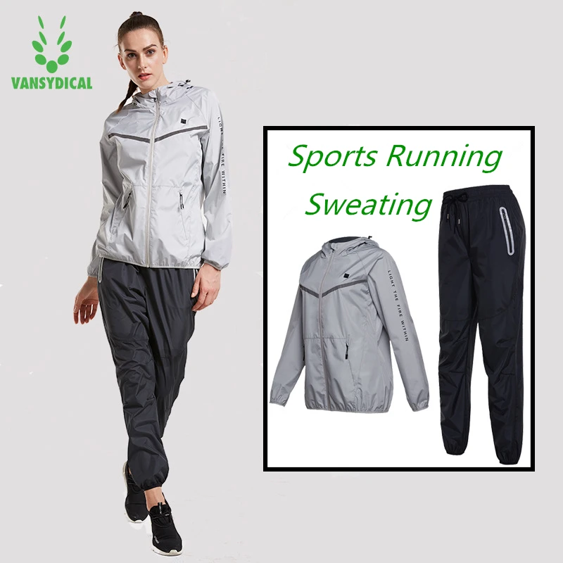 

Hot Sweat Sports Suits/2pc Women's Gym Running Jacket Pants Set Lose Weight Slimming Jogging Fitness Sportswear