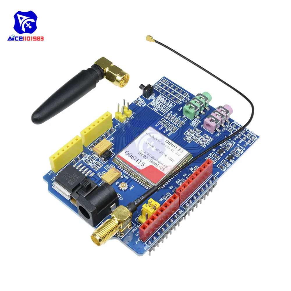 Модуль разработки diymore SIM900 850/900/1800/1900 МГц GPRS GSM плата с IPX интерфейсная антенна для