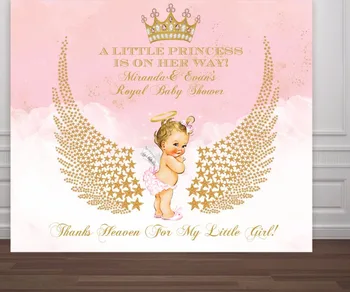 

custom pink gold princess crown baby shower 1st birthday backdrop High quality Computer print party background