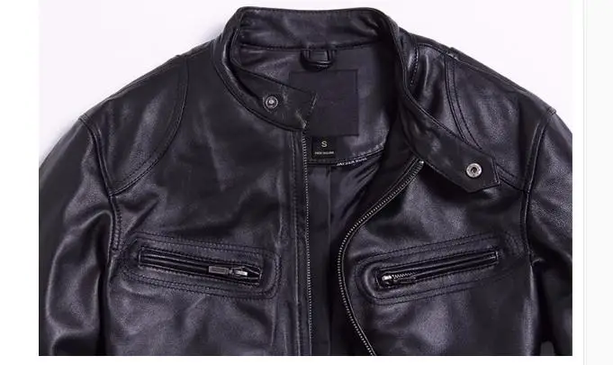 Free shipping.motor classic style,Plus size soft cowhide Jacket,fashion men's genuine Leather jacket.man biker's slim coat sheepskin leather coat