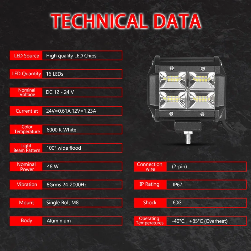 Лампа Worklight 4 дюйма 42 Вт 48 Вт 60 Вт внедорожный тонкий рабочий свет 12 в свет интерьер led 4x4 led трактор фара дальнего света для лодок