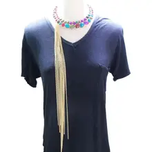 CirGen модные женские туфли колье длинной кисточкой подвеска из металлической цепочки красочная Смола моменты заявление воротник Цепочки и ожерелья украшение, D50