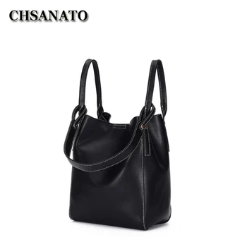 

CHSANATO Brand Genuine Leather Bags For Women Shoulder Messenger Bags Bucket Tote Crossbody Bag Female Handbag Hobo Ladies
