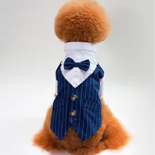 Маленьких собак рубашка одежда для маленьких собак комбинезон Собака Щенок рубашка костюм свадебный смокинг жениха костюм джентльмена бабочкой ткань