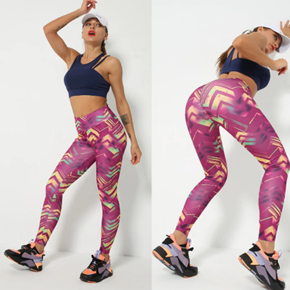 2019 new yoga pants women Leggings Neon Sport 3D Graphic Print Stretchy Comfortable Yoga Pants Hip stretch yoga pants 40M8 (2)