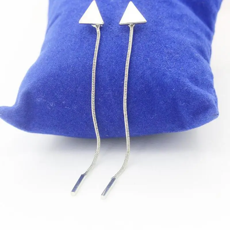 Fashion Triangle Earrings Tassel Chain Earrings Anti-allergic Word Earrings For Women Long Earrings Boucle D'oreille Femme 2017 - Image 4