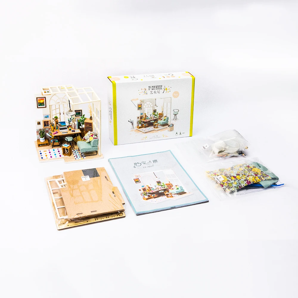 Robotime DIY деревянный домик с мебелью миниатюрный кукольный для детей и взрослых
