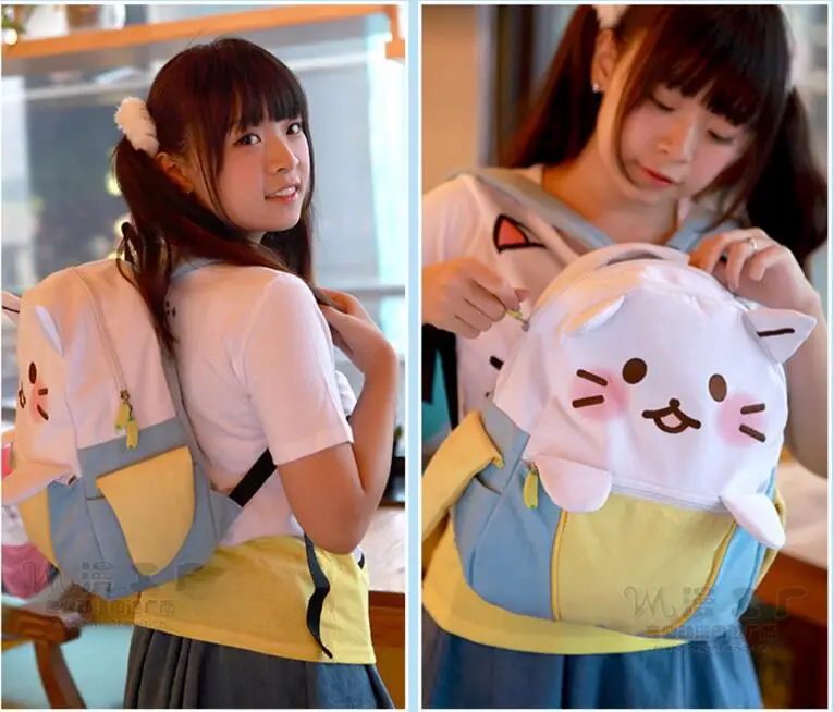

Banana Backpack Cute Cat School Backpacks Funny Quality Pu Leather&Canvas Fashion Women Shoulder Bag Travel Back Pack