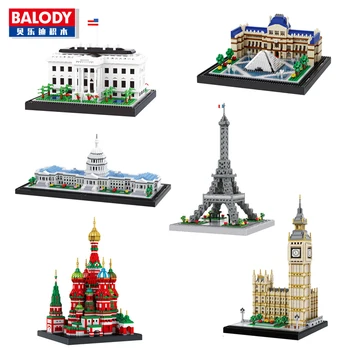 

Architecture Diamond Building Blocks Toy Congress Building Eiffel Tower White House Big Ben Louvre Museum Gift Collection