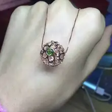 Натуральный многоцветный Турмалин Подвеска S925 серебро Природный камень кулон Цепочки и ожерелья модный круглый Гортензия мяч женщины ювелирные изделия