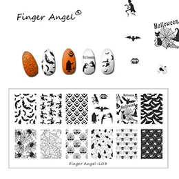 Finger Angel 1 шт. Хэллоуин дизайн пластины для штамповки ногтей штамп изображения Уникальный Забавный мультфильм череп 6*12 см DIY шаблон для ногтей - Цвет: L03