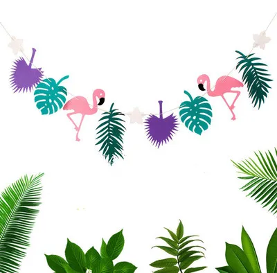 Вечерние украшения в виде динозавра Лаки, жирафа, молочного фламинго, животных Лаки, животных, кактуса, Гавайские Вечерние Декорации, реквизит для фотосессии - Цвет: Flamingo flag 2