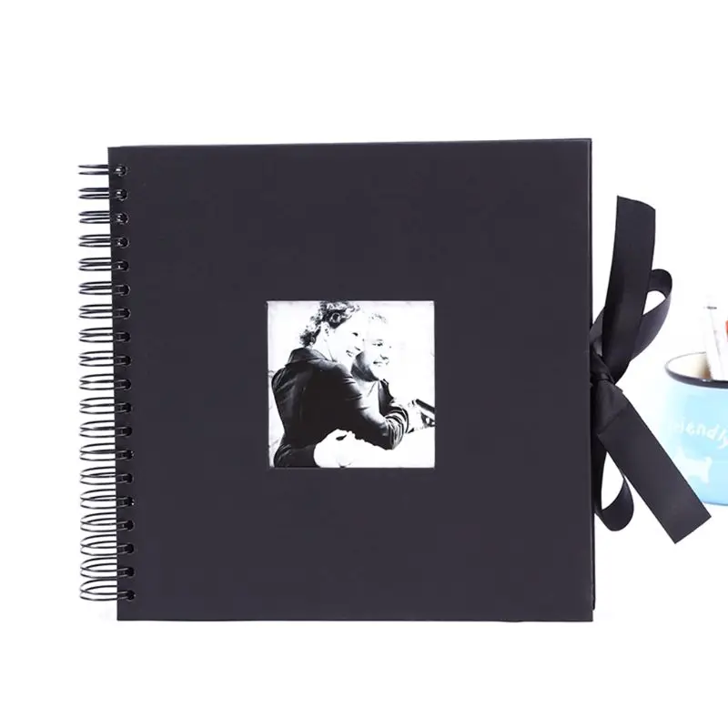 

Scrapbook Album, 10 inches Black Photo Collection with Photo Opening and Gift Bow Knot, 40DIY Pages Craft Papes for Wedding, Val