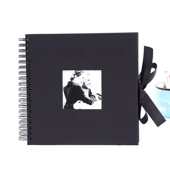 

Scrapbook Album, 10 inches Black Photo Collection with Photo Opening and Gift Bow Knot, 40DIY Pages Craft Papes for Wedding, Val