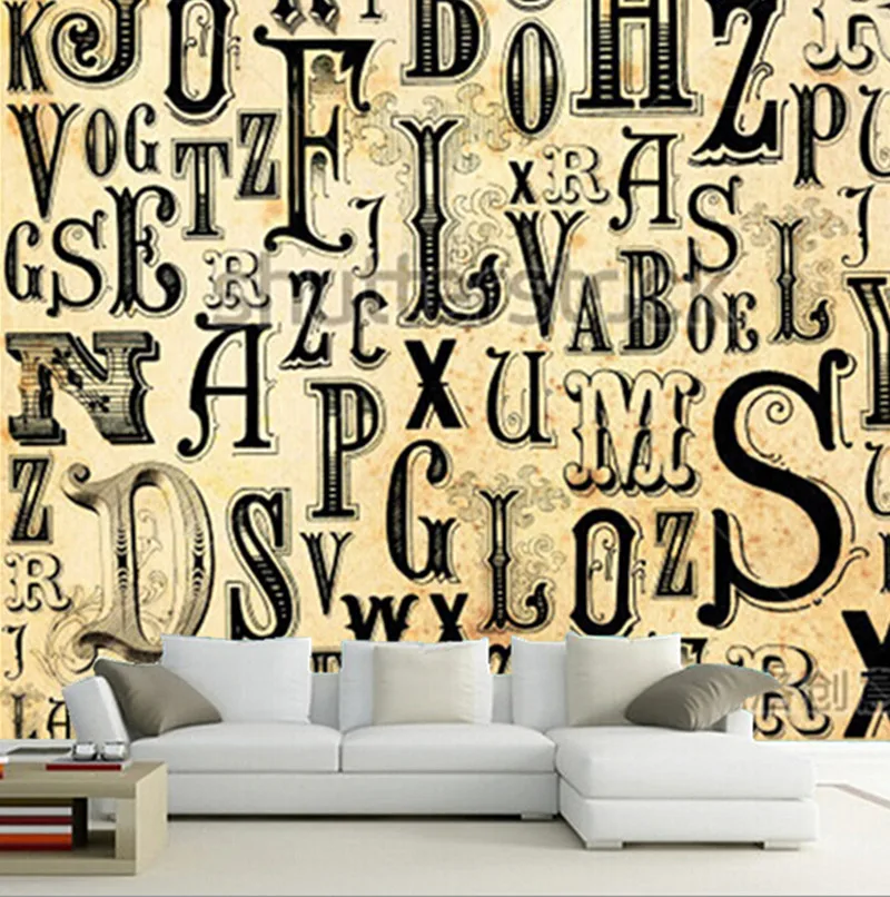 cheap The custom 3D murals,beautiful retro letter murals papel de parede,living room sofa TV wall bedroom wall paper