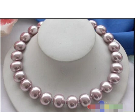 

P2939 17" 19mm EEG LAVENDER SOUTH SEA SHELL PEARL NECKLACE Noble style Natural Fine jewe fast SHIPPING