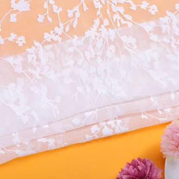 

2yards Silk embroidered cloth wedding dress fabric white