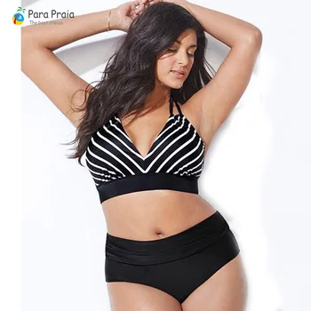 

L-5XL Plus Size Swimwear Large Size Women 2019 Push up Bikini Set High waisted Swimsuits Women bathing Suit Halter Swim Wear