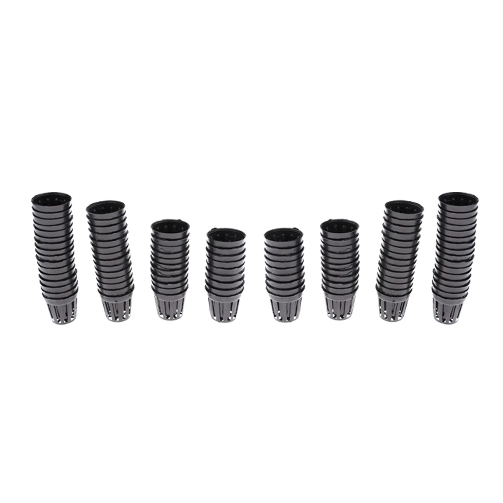 100 pcs Round Aquatic Plant Basket Black Slotted Mesh Net Pot for Hydroponics S