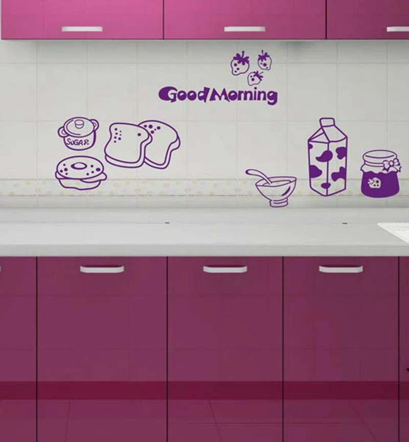 Good morning breakfast combination wall decals Warm family dining room kitchen fridge decorative wall stickers Good morning breakfast combination wall decals Warm family dining room kitchen fridge decorative wall stickers
