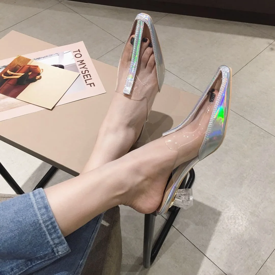 

2019 Women Wedges Transparent Shoes High Heels Female Summer New Women's Shoes Deduction Simple Slope Sandals hjn89