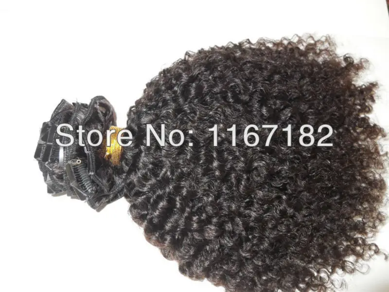 

fast ship brazilian hair extension  kinky curly clips in weaves 9pcs 10 -28 inches natural black weft
