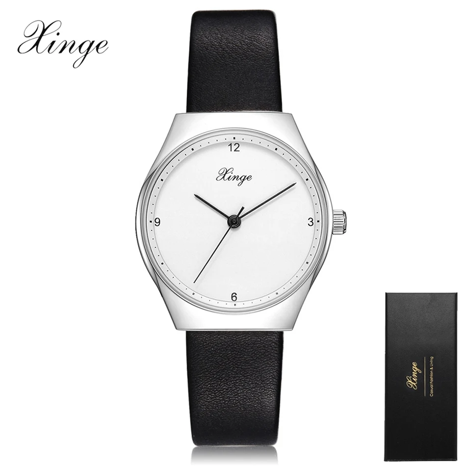 

Xinge Brand Fashion Women Quartz Wrist Watches Clock Leather Strap Business Watch Ladies Silver Luxury Female Sport Womens Watch