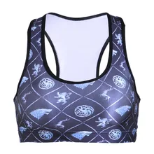 0042 Summer Sexy Girl Women tribe totem Game of Thrones Prints Padded Push Up Gym Vest Top Chest Running Sport Yoga Bras